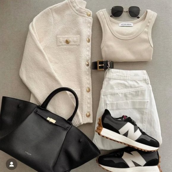 NEW Gold Button Tweed Textured Knit Sweater Cardigan Jacket - Cream Ivory - Picture 13 of 14